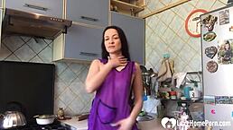 horny babysitter fingers pussy stockings kitchen?