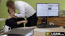 Busty Short Haired Babe Rides Loan Agent Dick Wildly