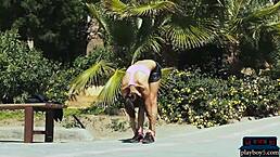 perfect czech brunette milf michaela isizzu oils shaved pussy in shower workout