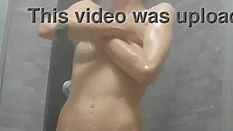 Skinny Lola Spice teen pisses feet shower solo