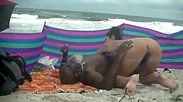 Caribbean NUDE BEACH CUCKOLD: Busty Milf Wife Rides BBC While Husband Watches