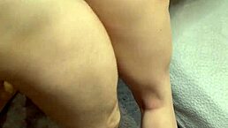 Webcam Big Cock Cums on Skinny Wife's Huge Bent Over Ass