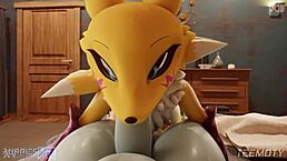 renamon gags on monster cock in furry hentai pov?