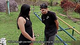 hermanastros cachondos follan al aire libre en un paseo intenso con historia completa