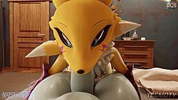renamon gags on monster cock in furry hentai pov?