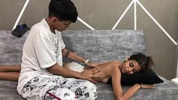 Dad returns from work for sweet sex with petite stepdaughter fantasy