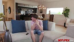 mylfex hottest neighborhood babysitters lick ass on sofa swingers style