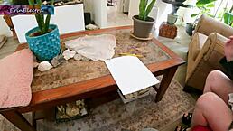 Curvy milf housewife bends over doggystyle for monster cock creampie riding taboo