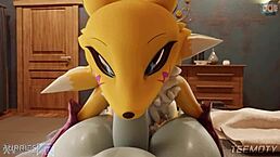 renamon gags on monster cock in furry hentai pov?