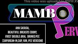 ana sasuga's beautiful ebony tits bounce in first double anal dap dp pee drinking rimjob