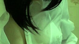 Mature Asian Lady Strips Lingerie for Breast Toy Play!