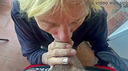 Accidental homemade blowjob with neighbor cum in mouth laundry room