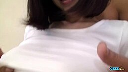 Mature Asian Lady Strips Lingerie for Breast Toy Play!