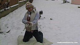 ohh masturbating naked in snow feels so tight and cold on my perfect body!