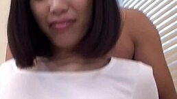 Mature Asian Lady Strips Lingerie for Breast Toy Play!