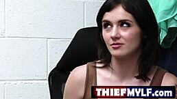 Security Catches Thief, Stepmom Sneaks In For Interracial Office Rescue Fuck