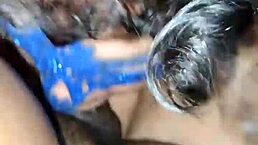 wanna gulp this hairy latina's huge tit milk load?