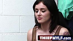 Security Catches Thief, Stepmom Sneaks In For Interracial Office Rescue Fuck