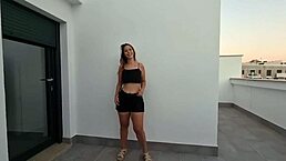 sexy latina babe dances hot on terrace