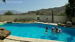 wild pool orgy with milfs sucking monster cocks