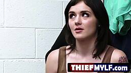 Security Catches Thief, Stepmom Sneaks In For Interracial Office Rescue Fuck