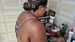 madrasta gulps tons of cum on face in kitchen homemade milf fetish