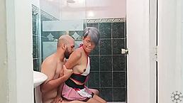 stepsister's cleaning makes stepbrother's cock throb hard