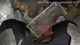 Shivering village girl fingers herself wildly in chilly barn shadows