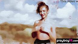 taya vais strips naked bares perfect tits pussy in desert