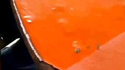 he finally licks her feet like his nasty public fantasy