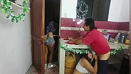 Old pervert rips maid's clothes for tight pussy pounding and big nipple play.