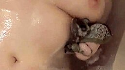 tomboy strips rips clothes for shower tub orgasm play