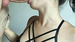 gorgeous latina girlfriend deepthroats wellington prado's huge cock cums on her big tits