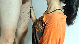 gorgeous latina girlfriend deepthroats wellington prado's huge cock cums on her big tits