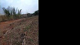 pequena caipira dances funk and gets fucked hard in canavial