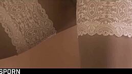 slipping into sexy white lingerie for romantic anal with sensual brunette milf