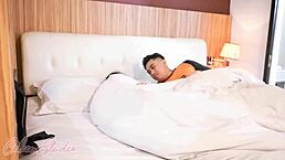 Stepsister sneaks in bathroom for shaved pussy creampie fuck with big cock