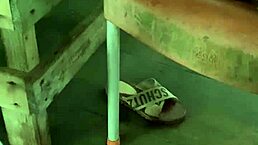 Slim Waist Black Bitch Flashes Puffy Cunt Lips at Beach