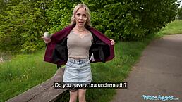 Hot Finnish blonde bombshell rides monster cock bareback in public outdoor thrill