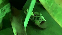 Slim Waist Black Bitch Flashes Puffy Cunt Lips at Beach