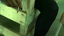 Slim Waist Black Bitch Flashes Puffy Cunt Lips at Beach