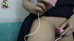 Thai schoolgirl ninewthai fingers wet pussy in school bathroom?