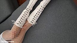 her perfect big ass in lingerie heels and fishnets drives me wild