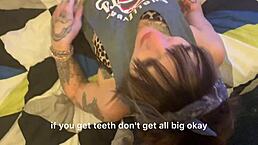 Tattooed Emo Nerd Chokes on Upside-Down Deepthroat Before Brutal Punished Garage Pounding