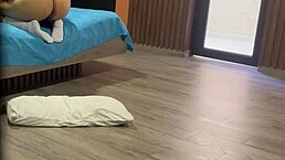 Stepdaughter's huge ass stuffed with school uniform dildo while i jerk to her moans