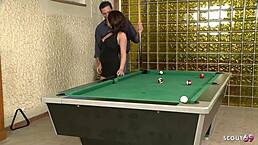 sexy wife sneaks stranger's monster cock for risky snooker cheating cowgirl ride