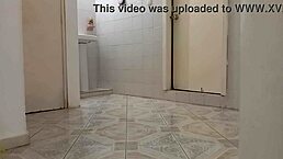 curvy mexican neighbor cleans her new apartment all chubby and casual