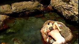 Exotic Babe in Cap and Shades Fucked Hard by Mature on Seaside Rocks