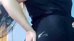 BBW Bends in Tight Yoga Shorts Teasing Bubble Butt