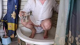 dirty granny mariaold squirts pees on her big natural tits